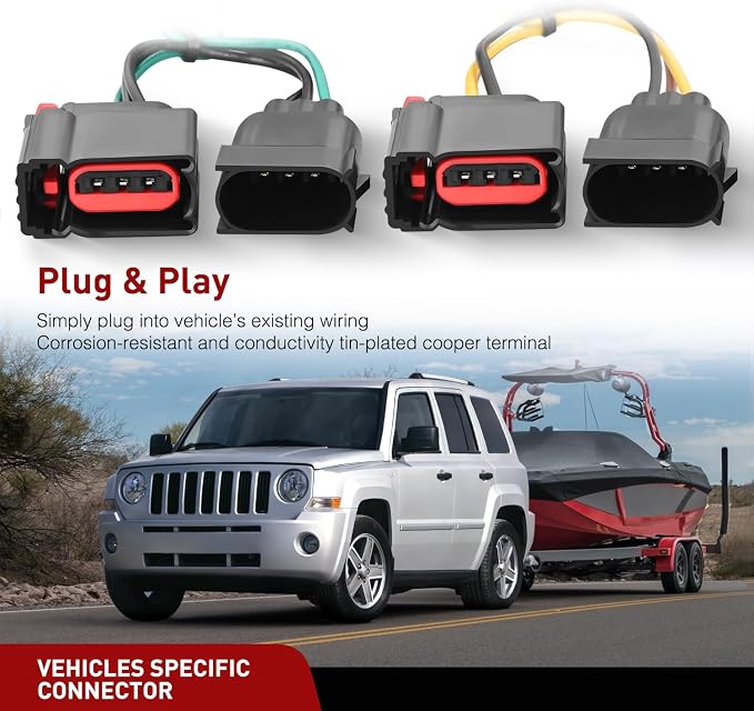 4-Pin Trailer Wiring Harness Kit 56333 Custom for 2008 2009 2010 2011 2012 2013 2014 2015 2016 2017 Jeep Patriot Dodge Durango Caliber Grand Caravan Chrysler Town & Country