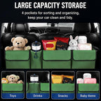Car Trunk Organizer – Backseat Hanging Large Storage Bag with Adjustable Straps, Waterproof Collapsible Cargo Organizer with 4 Pockets, Space-Saving Trunk Storage for SUV Truck MPV (Green)