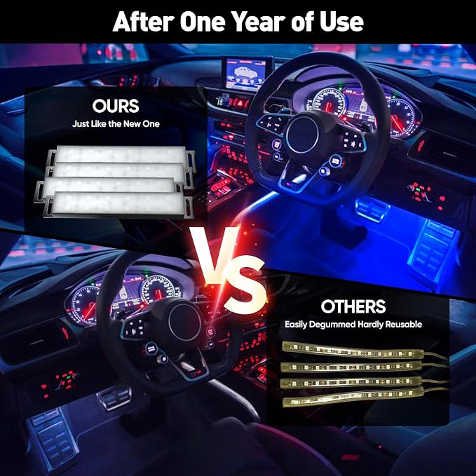 Car LED Lights Interior, Ambient Lighting Car with Smart APP Control, Multicolor Interior LED Lights with Music Mode for Truck Jeep SUV, DC 12V