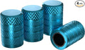 Tire Valve Stem Caps, Cyan, 4 pcs/Pack | Anodized Aluminum Tire Valve Cap Set, Corrosion Resistant, Universal Stem Covers for Cars Trucks Motorcycles SUVs and Bikes