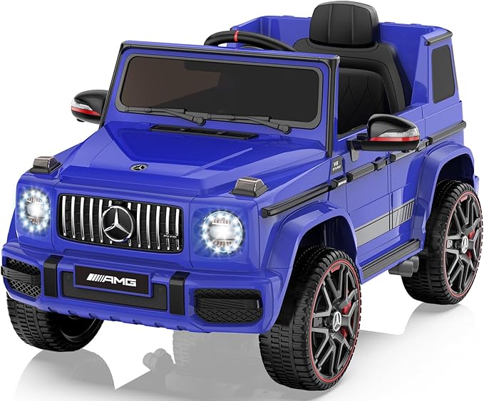 Licensed Mercedes-Benz G63 Car for Kids, 12V 7AH Ride on Car w/Parent Remote Control, LED Headlights, Music Player & Horn, Soft Start, Low Battery Prompt, Kids Electric Car, Blue