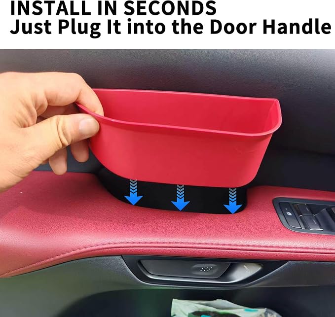 Door Handle Storage Box fit for Lexus RX 2023 2024 2025 2026 Accessories Car Pocket Organizer (4PCS Black TPE Storage Box-4 Door) (red)