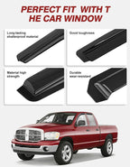 Window Rain Guards Fit for 2002-2008 Dodge Ram 1500 Quad Cab/Extended Cab | Outside-Mount | Window Visors | Wind Deflector for 03-09 Dodge Ram 2500 3500 Extended Cab | Dark Smoke Vent Shades