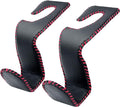 Purse Hook for Car Headrest, Leather Back Seat Organizer Hanger Holder Hook for Hanging Purses and Bags and Coats, 2Pack Black&Red