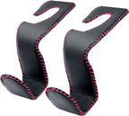 Purse Hook for Car Headrest, Leather Back Seat Organizer Hanger Holder Hook for Hanging Purses and Bags and Coats, 2Pack Black&Red