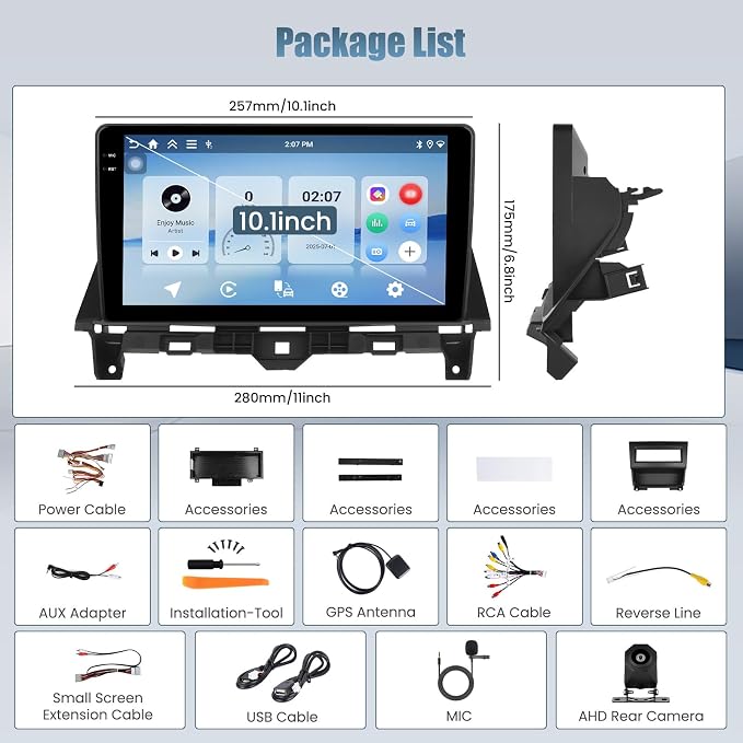 4+128G Radio for Honda Accord 8th 2008-2013, 10.1" Touch Screen Radio Kit with Wireless CarPlay/Android Auto, 5GHz WiFi, Bluetooth 5.0, EQ, GPS Navigation, 1280 * 720, Backup Camera
