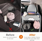 Car Rear Backseat Extra Multifunctional Drink Cup Holder Organizers with Tissue Storage Box Organizer & Hooks for Car Seat Back (Gray)