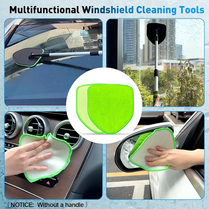 XINDELL 5 Pack Windshield Cleaner Velcro Microfiber Pads – 5.7" W Replacement Heads Cover for Xindell EasyPivot Windshield Cleaner Tools. Washable & Reusable Triangle Pads - Handle Not Included