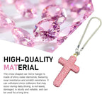 Bling Cross Car Hanging Accessories, Crystal Rhinestone Rear View Mirror Pendant, Religious Rearview Mirrors Decoration Charm, Car Hanging Ornament, Automotive Interior Accessories (Pink)