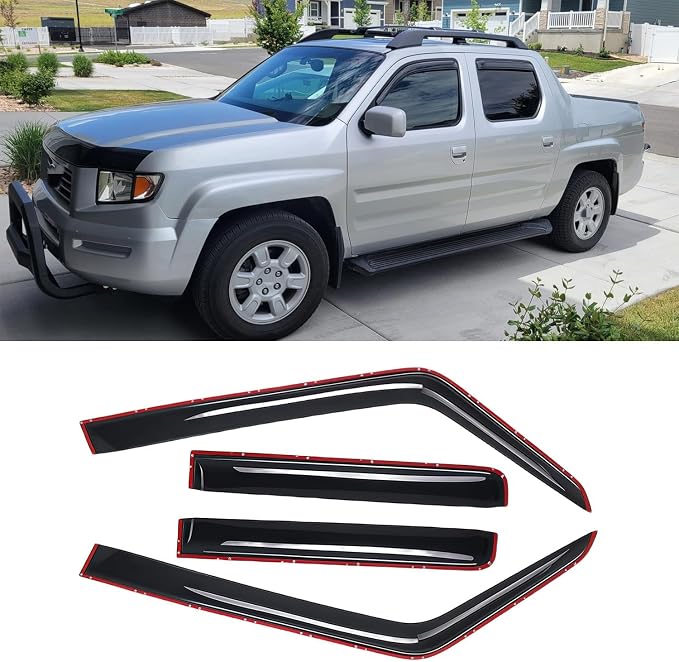 Rainproof Side Window Wind Deflectors for 2006-2014 Honda Ridgeline, in Channel Sun Rain Guard Sets,Nice Looking Window Visors for Cars,Vent Deflector for 06-14 Honda Ridgeline 194832