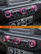 HVAC Climate Control Panel Knob Trim Kit & Light Control Switch Cover, Air Conditioner Knob Aluminum Alloy Ring for 2018-2024 Jeep Wrangler JL JLU & Gladiator JT, Interior Accessories, Pink