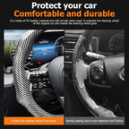 Car Steering Wheel Cover with Comfort Grip, 14.5-15" Carbon Fiber Laser Non-Slip Steering Wheel Protector, Cool Stylish Auto Interior Decor Accessories, Universal for Van SUV Sedan (Silver)