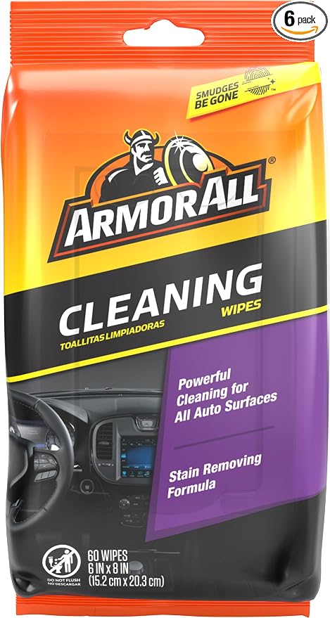 Car Interior Cleaner Wipes, Interior Cleaning Wipes for Cars, Trucks, Motorcycles, 60 Each (Pack of 6)