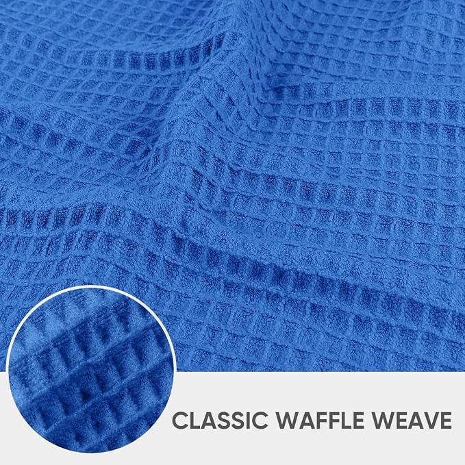 Waffle Weave Microfiber Towel, 10 Pack Lint Free Cleaning Rags, 12 x 12 Inches Barista Towels, Reusable Microfiber Cleaning Cloth for Household, Kitchen, Glass and Window, Blue