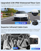 M550 Max 4K 3 Channel Dash Cam, Dual STARVIS 2 Sensors, 4K+2.5K+1080P Front and Rear Inside Triple Car Camera, Built-in WiFi GPS, 64GB Card Included, IR Night Vision, Ride Share Accessories