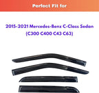 KPY Rain Guards Fit for 2015-2021 Mercedes-Benz C-Class Sedan, Out-Channel Window Visors Vent Wind Deflectors 4PC, Car Accessories for 2015-2021 Mercedes Benz C300 C400 C43 C63