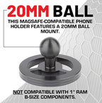 Bulletpoint Dash Mount Magnetic Cell Phone Holder Compatible with MagSafe iPhone Smartphones - 20mm (0.787 inches) Attachment Ball (MagSafe Holder only)