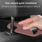 2PCS Car Seat Headrest Hook, Suede Leather Heart Hanger, Brown | 1.77x6.42 Inch, Universal fit, most Sedans/SUVs/Trucks, alloy core, half-open mount, interior accessories