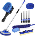 62" Microfiber Car Wash Brush with Long Handle, Car Washing Blue Set Mitt, Sponge, Car Cleaning Supplies Kit, Duster, Car Brush Accessories