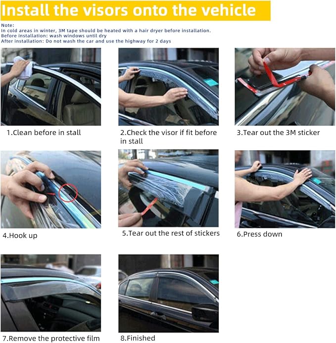 4pcs Window Visors Compatible with 2020-2025 Explorer Smoke Tint with Chrome Trim Outside Mount Tape On/Clip On Style PVC Sun Rain Guard Vent