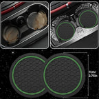 10 Pcs Car Floor Mats Full Set & Sport Leather Steering Wheel Cover 14.5-15 inch, Center Console Cover, Seat Belt Cushion, Cup Holder Coaster, Universal Automobile Interior Sets (Green)