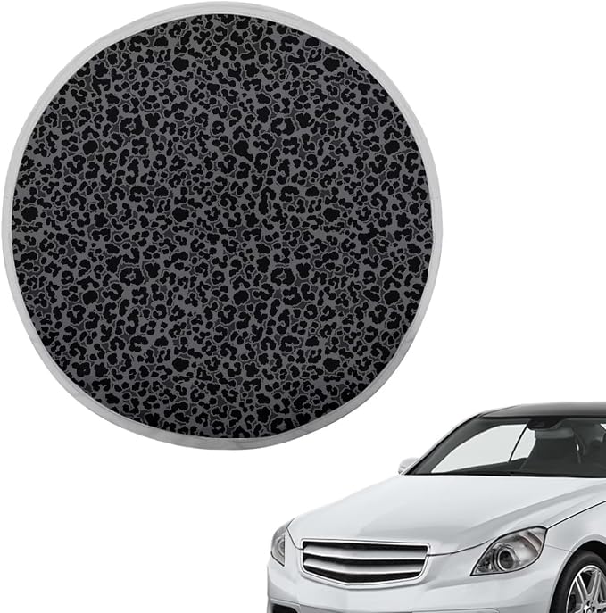 Black Leopard Print Car Steering Wheel Sun Shade Cover for Summer 17 Inch Universal Steering Wheel Sunshade Sun Shield for Sedan Truck SUV Van Automotive Interior Accessories