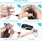 Genuine Leather Car Keychain,Universal Heavy Duty Metal Key Chain Accessories,Car Fob Key Keychain Holder with 360 Degree Rotatable Snap Swivel and Anti-Lost D-Ring for Men Women（Pink）