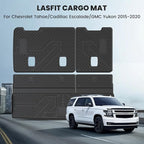 Trunk Mat with Backrest Mat 2015-2020 for GMC Yukon (Only Yukon, Not Fit Yukon XL)/Cadillac Escalade (Only Escalade, Not Fit Escalade ESV)/Chevrolet Chevy Tahoe, All Weather TPE Custom Fit