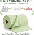 Microfiber Cleaning Cloth Roll - 100 Pack Tear Away Microfiber Paper Towels, Reusable, Washable, Scratch-Free, Kitchen Towels for Car, Home, Kitchen, Glass, Dishes(Bean Green)