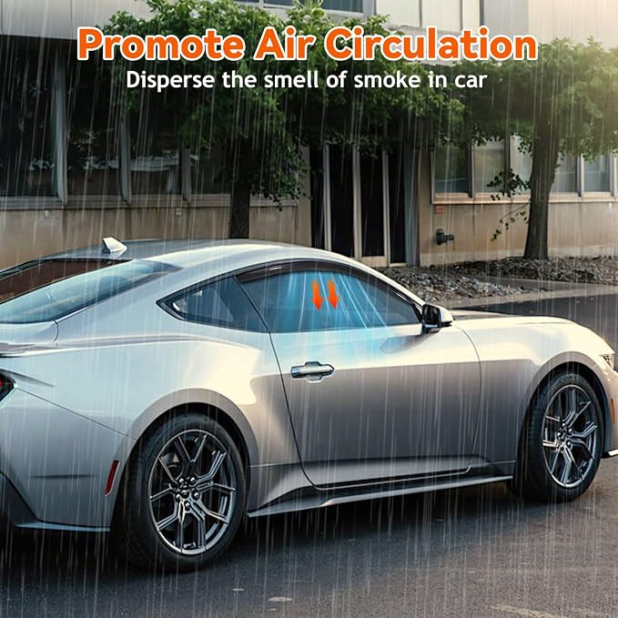 Rain Guards Compatible with 2015-2023 Ford Mustang 2-Door Coupe,Tape-On Side Window Visor Wind Deflector Vent Visors Car Accessories 2pcs