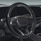 Leather Steering Wheel Cover for Chevy Silverado 1500 2500 3500, 14.5-15 inches Car Steering Wheel Cover with Non-Slip Breathable (Carbon Black)