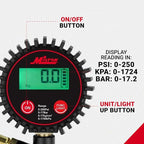 507KIT Digital Tire Inflator Car Accessories w/Accurate Air Tire Pressure Gauge, 14” Rubber Air Hose – 250 PSI, Brass Lock-On Clip Air Chuck and Compressor Accessories
