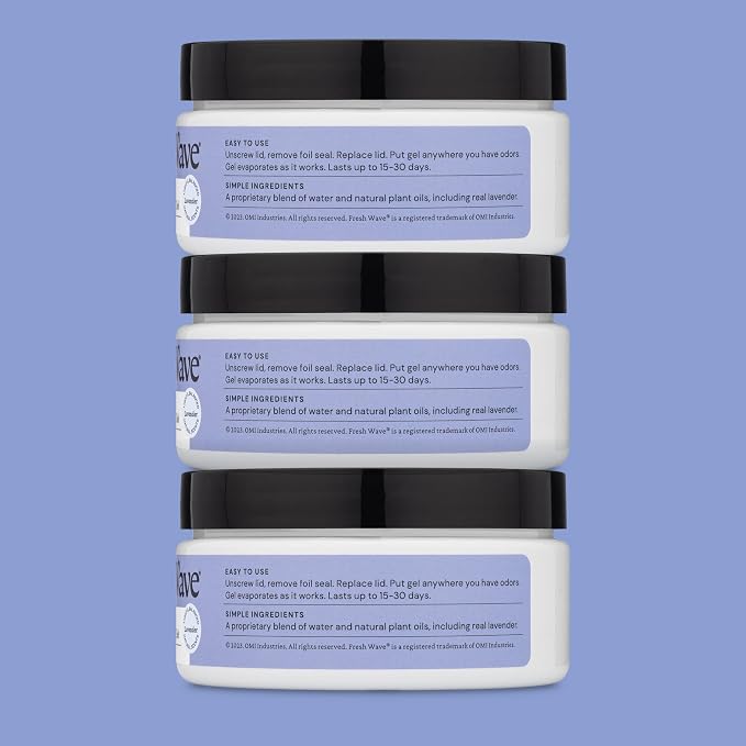 Lavender Odor Removing Gel, 7 oz., Pack of 6 - Safer Odor Absorbers for Home, Natural Plant-Based Odor Eliminator, Every 7 oz. lasts 15-30 Days, For Cooking, Trash & Pets