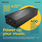 GM-DX104 4-Channel Car Amplifier – 400W Max, Efficient Class D, Bridgeable Design, Hi-Res Certified, Gold terminals, Clean Output, Low Interference