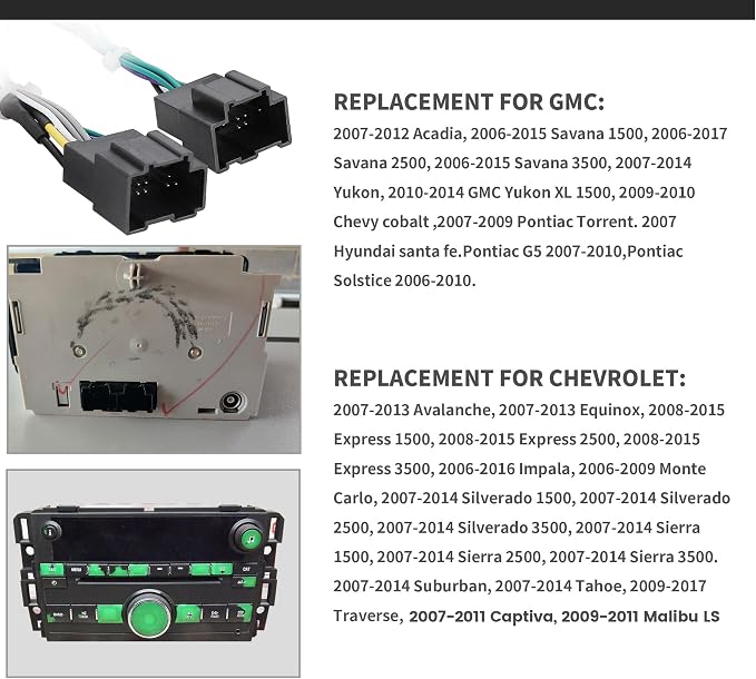 NuIth Radio Replacement Interface Retaining Steering Wheel Control for Chevy 07-11Silverado 07-09 Sierra 07-14 Suburban 08-15 Express, for GMC 06-15 Savana 07-14 Yukon for Cadillac 07-12 Escalade