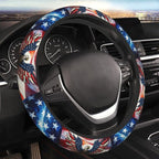 American Flag Neoprene Steering Wheel Cover Anti-Slip Elastic Eagle Pattern Steering Wheel Protector 15in Universal Car Accessories Fit Cars, SUVs, Auto