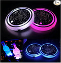 2PCS LED Car Cup Holder Lights, Light up Car Coasters for Cup Holders 7 Colors Changing USB Charging Mat Waterproof Cup Pad, Car Gifts for Men & Women
