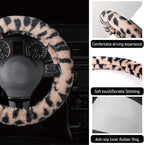 Steering Wheel Cover, Fluffy Car Wheel Covers for Women/Girls/Ladies，Soft Wool Fur Steering Wheel Protector, Universal 14 1/2 inches to 15 inches - White