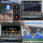Single Din Touchscreen Car Stereo with Carplay & Android Auto, 7inch Flip Out Screen Car Stereo with Bluetooth Car Audio Receivers, Backup Camera, FM Radio/Mirror Link/USB/AUX/TF/Subwoofer