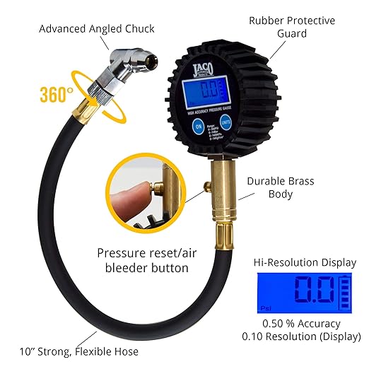 ElitePro Digital Tire Pressure Gauge - Professional Accuracy - 200 PSI