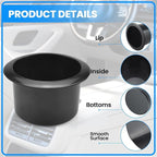 Black Sofa Cup Holder, Universal Plastic Recessed Cup Holder for RV Boats, Cars, Sofas and Golf Carts (2-Piece)