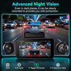 360°View 4 Channel Dash Cam, 5'' IPS Large Screen Dash Camera for Cars, 4K+1080P Front and Rear Inside Left Right, Built-in IR Night Vision, 24H Parking Mode, 64GB SD Card, Wireless APP Transmission