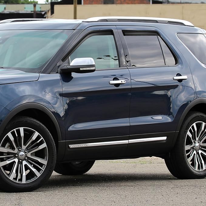 Window Rain Guards Visors for 2011 2012 2013 2014 2015 2016 2017 2018 2019 Ford Explorer, Window Vent Wind Shades Deflectors Shield for 11-19 Explorer