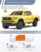 in-Channel Window Rain Guard for Toyota Tacoma 2016-2023 Double Cab Rain Guards Side Truck Window Visors Low Profile Vent Visor Window Deflectors Vent Shades Car Accessories