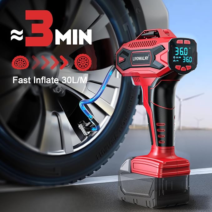 Tire Inflator Air Compressor Compatible with Milwaukee 18V Battery, 160 PSI Cordless Portable Electric Air Pump 2026 Bigger LCD Digital Pressure Gauge for Car, Bike, Sport Ball (Tool Only)