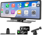 Wireless Carplay Screen for Car, 10.26" Apple Car Play & Android Auto Screen, Car Tablet, Audio Receivers Touchscreen with GPS Navigation/Mirror Link/Siri/FM (No Front & Rear Cameras)