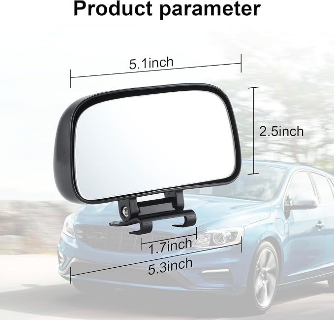 Blind Spot Mirror, Adjustable Mounted Blindspot Mirror HD Glass Wide Angle View, Side Rearview Mirror Universal, Black