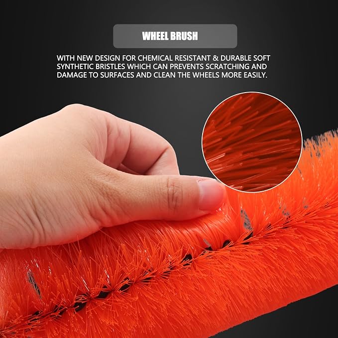 8Pcs Wheel & Tire Brush Car Detailing kit, Easy Reach Wheel and Rim Brush, 5pcs Detailing Brushes, Short Handle Cleaning Brush, 1pc Microfiber Cleaning Cloth, Great to Clean Dirty Tires