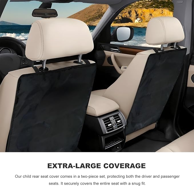 2 PCS Kick Mats Backseat Protector, Large Protective Kick Mat Waterproof Car Back Seat Cover, Universal Back Seat Protector for Vehicles Protect from Dirt Mud Scratches