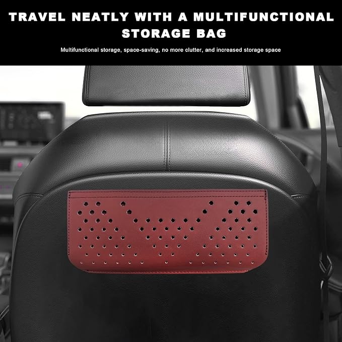 Car Seat Side Pocket Organizer, Auto Center Console Storage Pocket with Adhesive Tape, Multifunctional Leather Tray Pouch Sunglasses Holder for Car Seat Door Window (Wine Red)